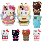 Set of Hello Kitty-themed phone cases in various designs on a white background