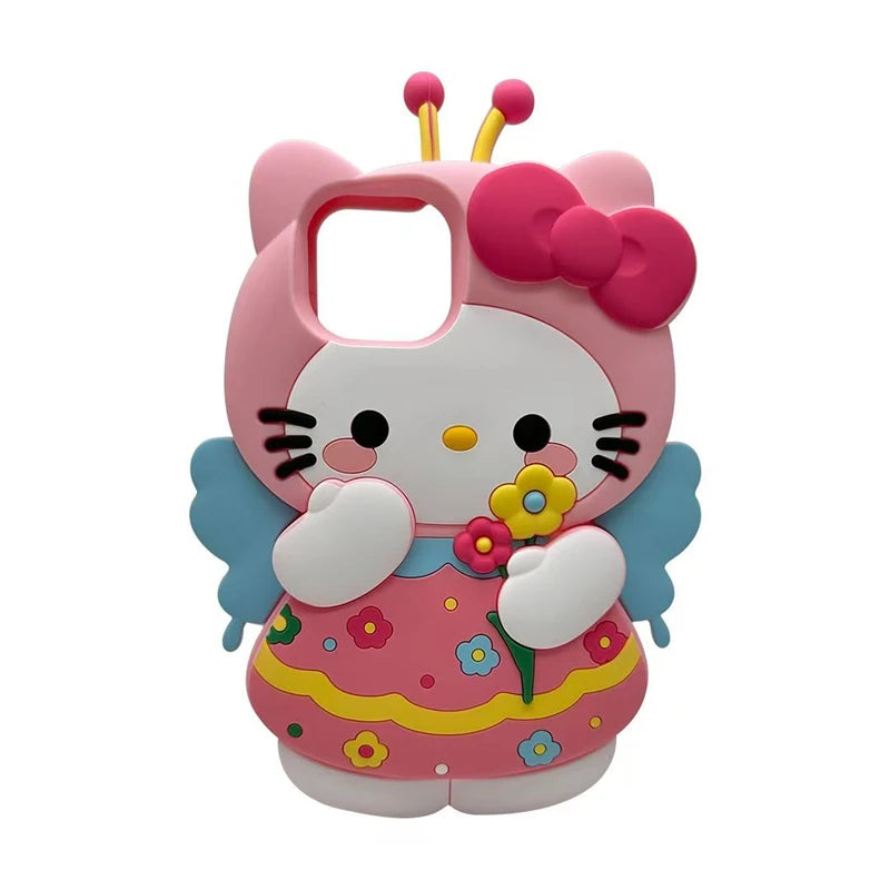 Hello Kitty phone case with butterfly wings on a white background
