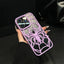 Phone case with spider design held by a hand against a dark background