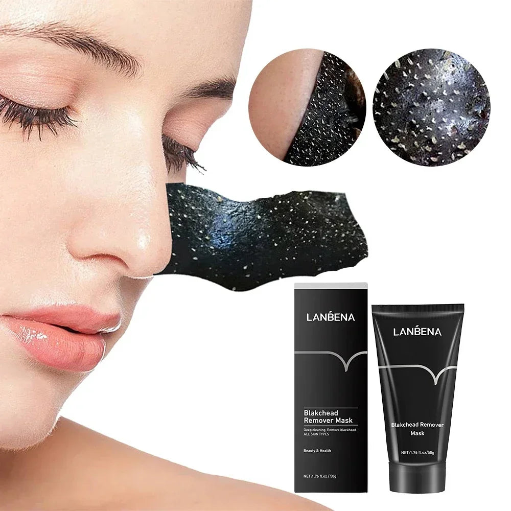 LANBENA Blackhead Remover Black Mask 50g mineral-rich sea mud tube for controlling excess oil on T-zone