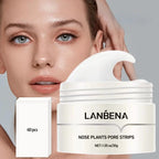 LANBENA Blackhead Remover Peel-Off Mask 30g cream jar with paper strips for clearing stubborn nose blackheads