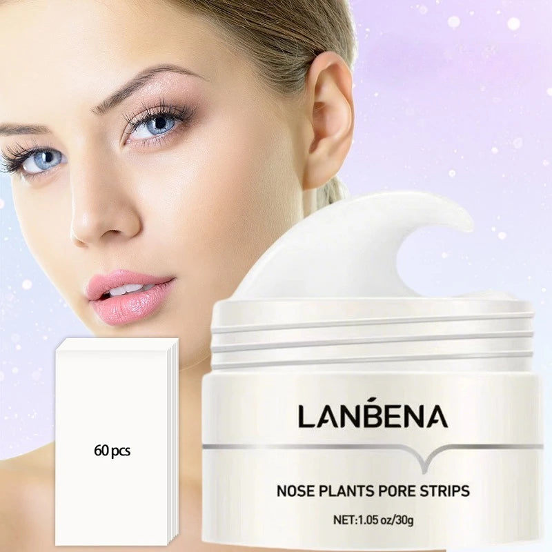 LANBENA Blackhead Remover Peel-Off Mask before and after nose comparison showing visibly reduced blackheads and smooth skin