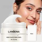 LANBENA Blackhead Remover Peel-Off Mask held by model for deep pore cleansing and nose care routine