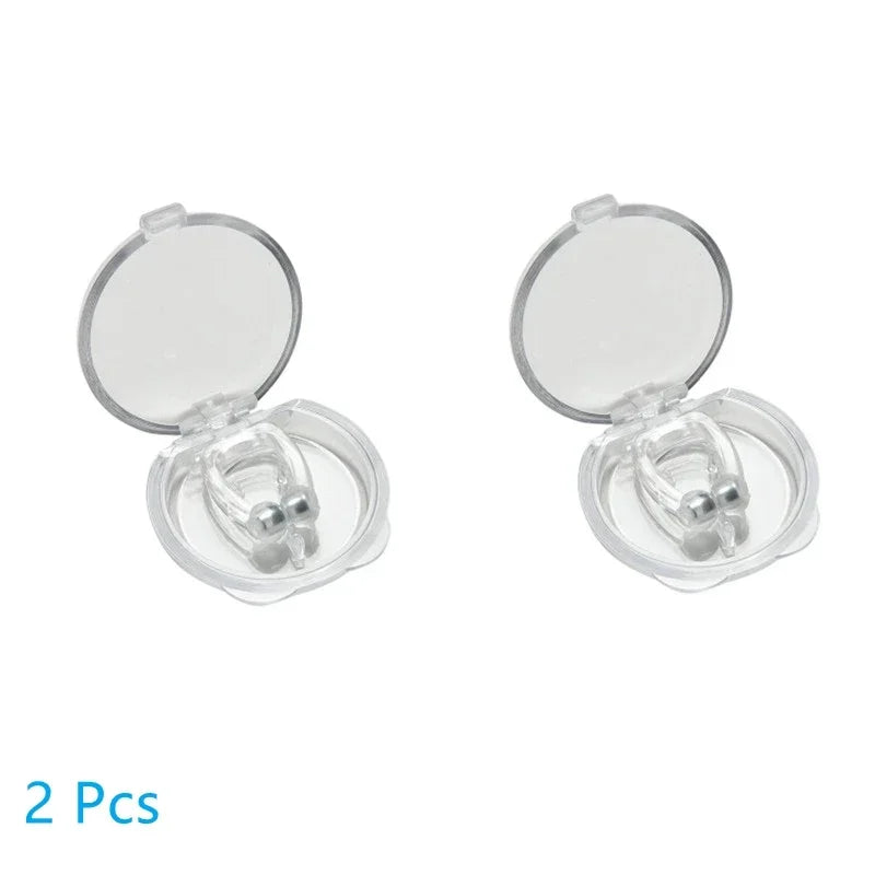 magnetic anti snore nose clip additional gallery view showing packaging and sleep aid accessories