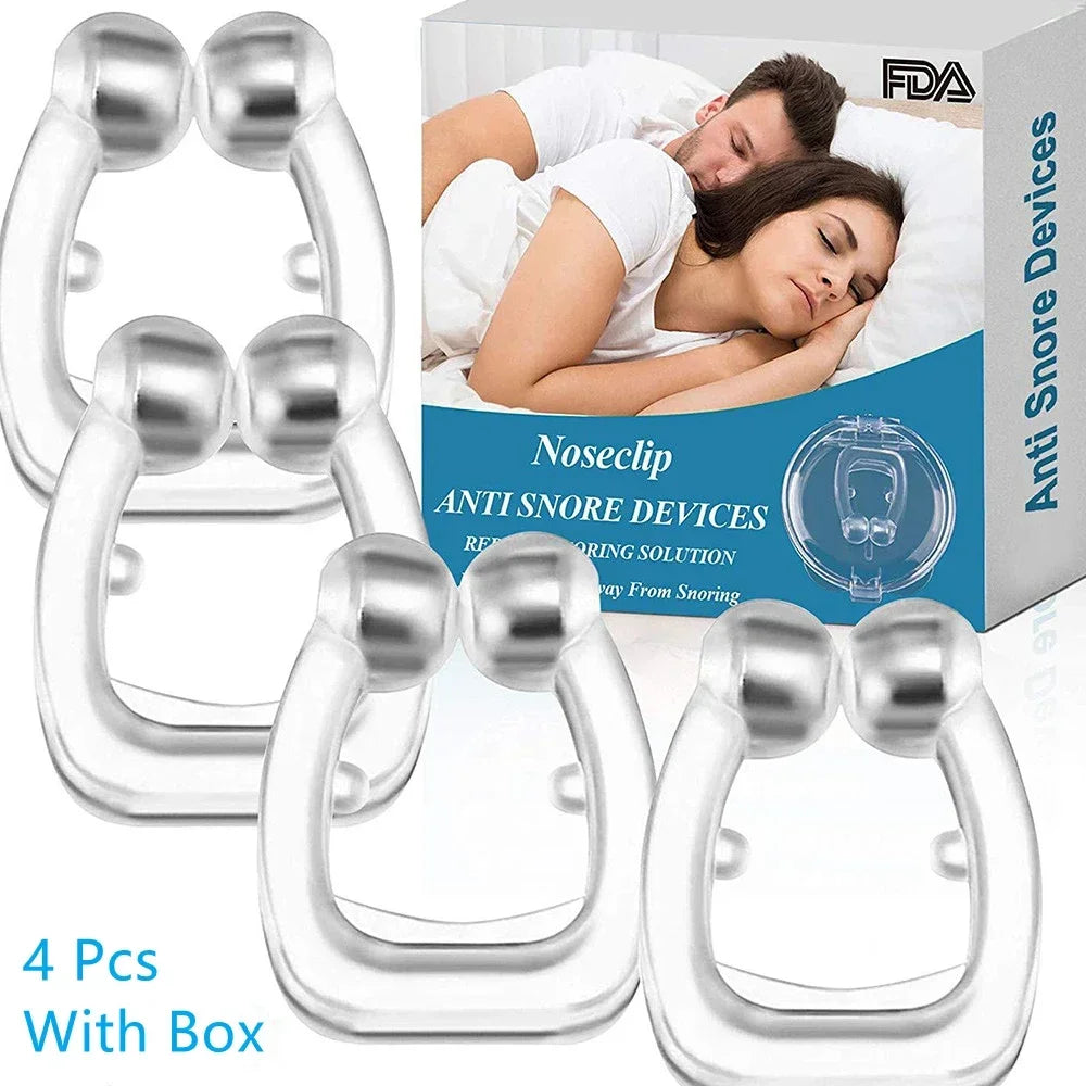 magnetic anti snore nose clip set of four pieces with storage box for effective sleep aid and stop snoring care Main image