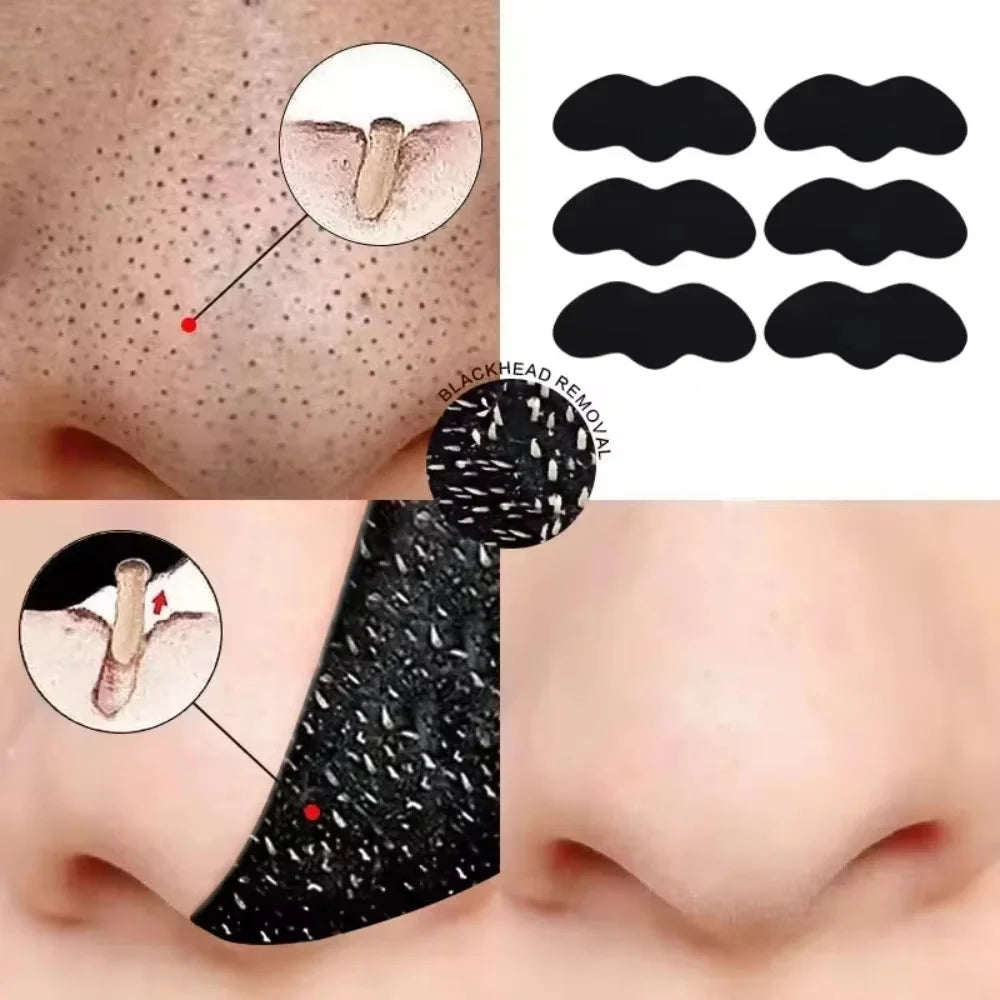 Nose Blackhead Remover Mask Strips peel-off action closeup for removing stubborn black dots and dirt