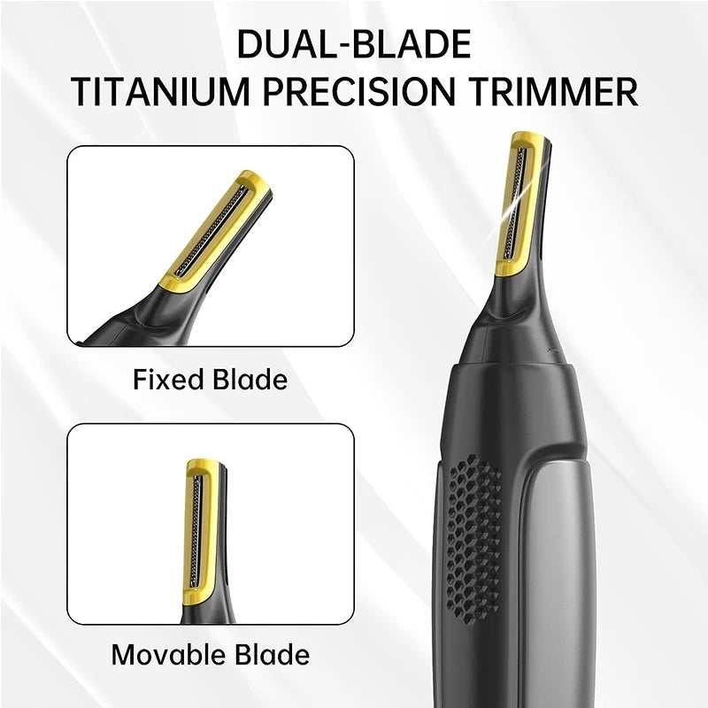nose ear and face trimmer dual edge stainless steel spinning blade head for painless hair removal
