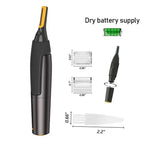nose ear and face trimmer in sleek black and gold design standing upright for electric shaver care