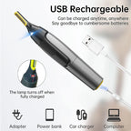 nose ear and face trimmer with usb charging cable showing versatile power options for travel grooming