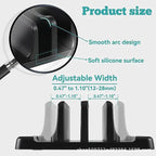 Office Laptop Stand Vertical dimension diagram showing adjustable width mechanism for a perfect fit on any laptop.