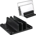 Office Laptop Stand Vertical adjustable dual slot design to hold multiple laptops upright and save workspace clutter.