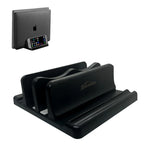 Office Laptop Stand Vertical side profile displaying sturdy base construction for heavy-duty stability without tipping over.