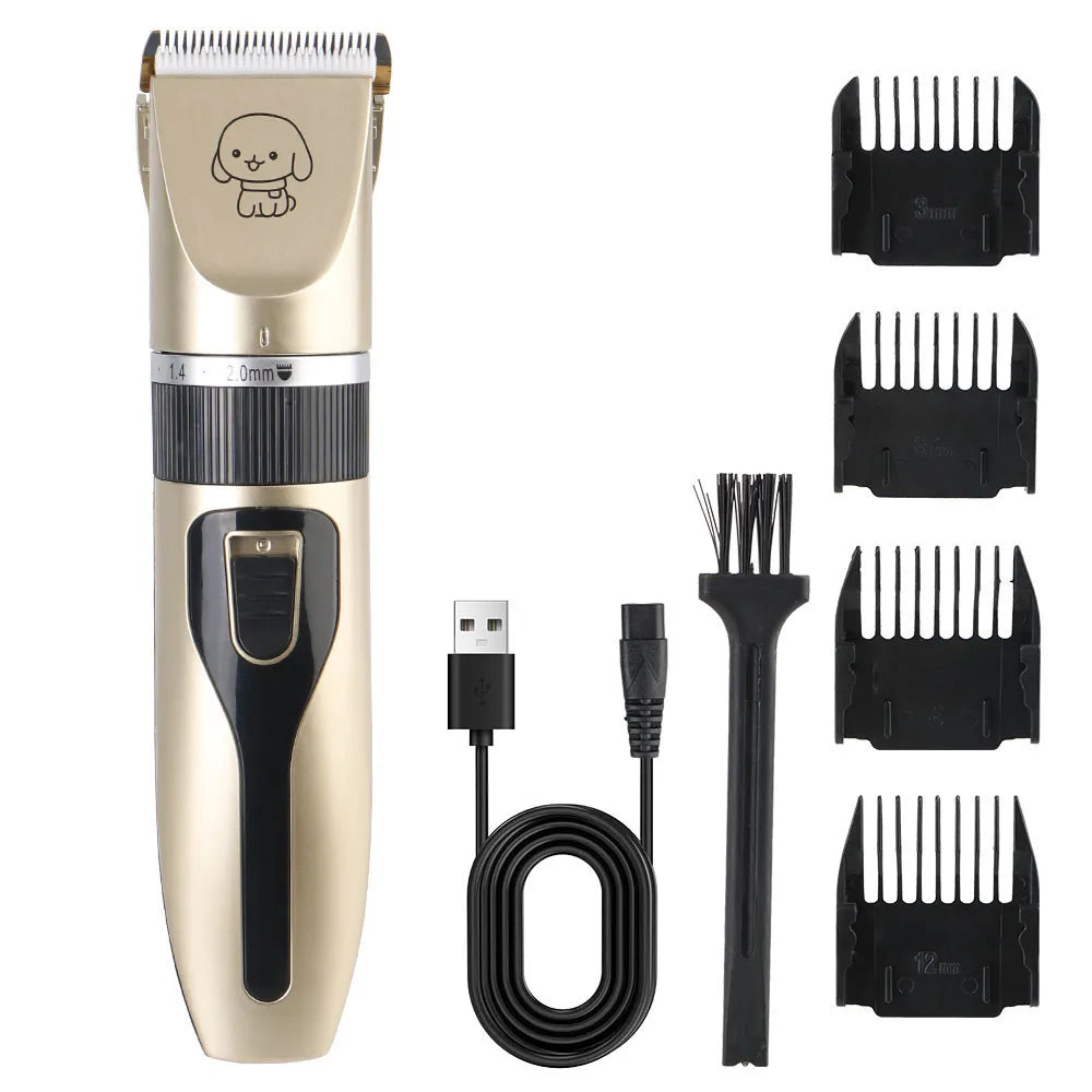 pet hair clipper full rechargeable kit with guide combs and cleaning brush for home grooming