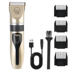 pet hair clipper full rechargeable kit with guide combs and cleaning brush for home grooming