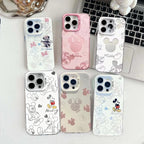 Cute cartoon mouse pattern phone cases in matte pink and white options.