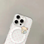 Phone case with a cute character design on a gray background