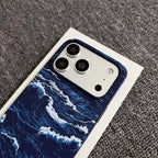 Phone case with wave design on a textured surface