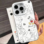 Cute cartoon mouse pattern doodle phone cover in white matte finish.