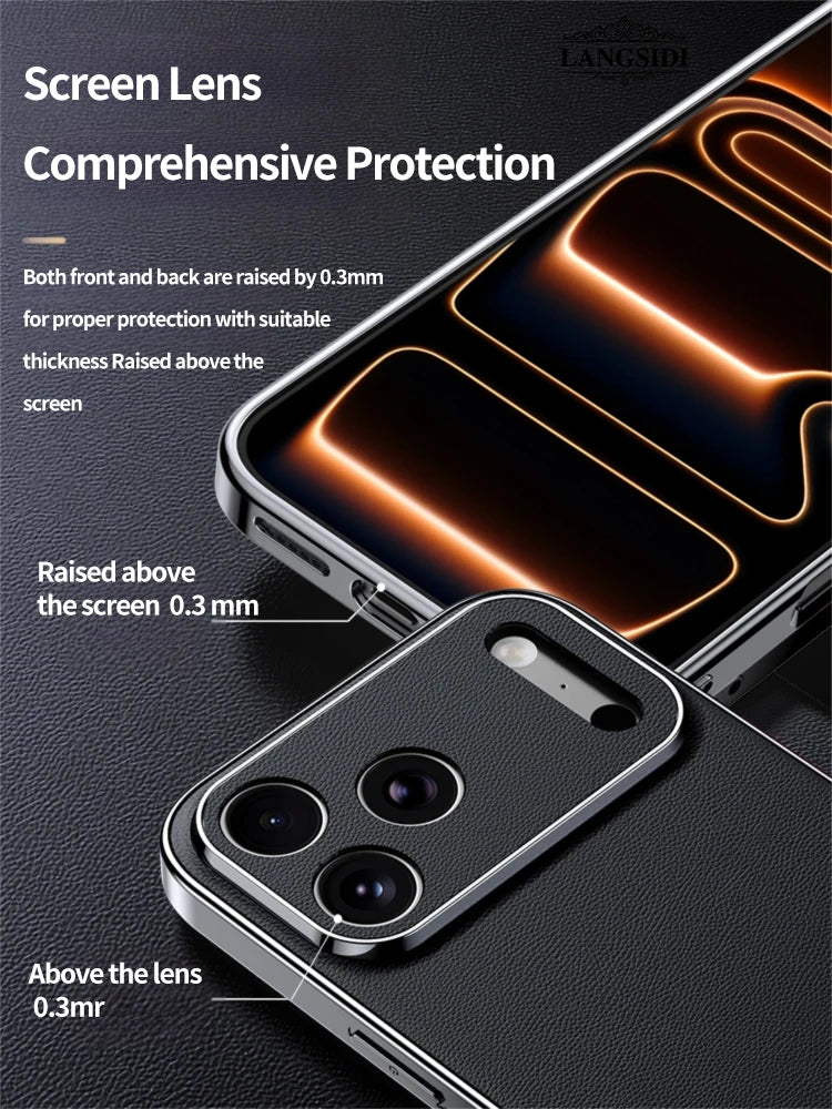 Phone screen protector with detailed text on protection features