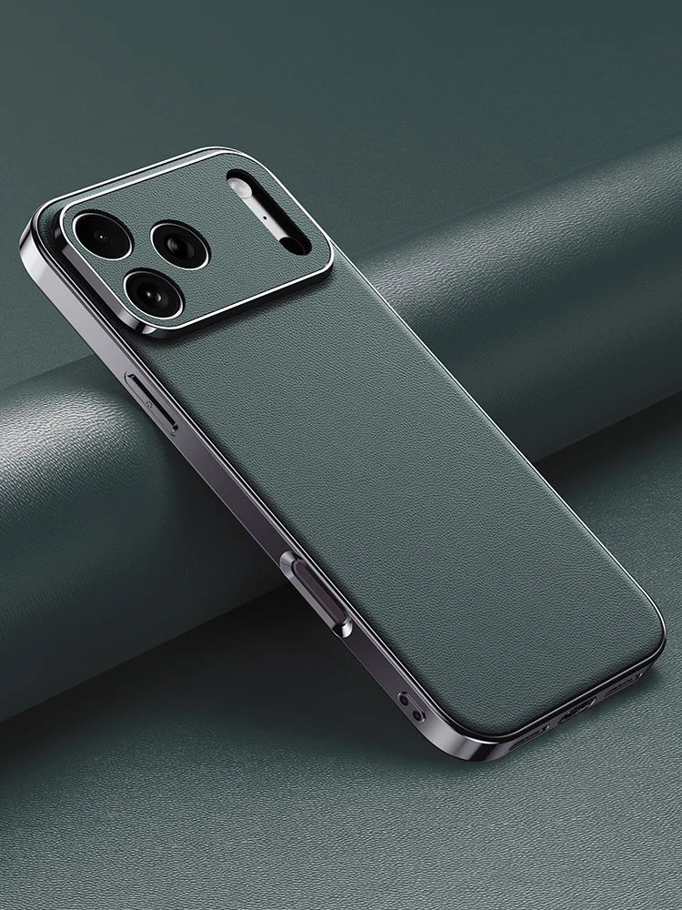 Green phone case on a dark green background