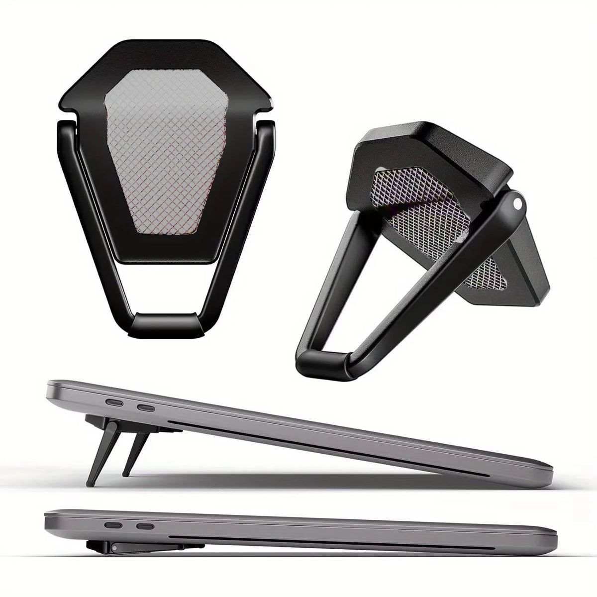 Portable invisible laptop stand showing dual mini risers for ergonomic desk setup Main image