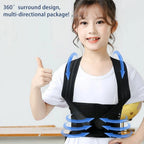 girl wearing posture corrector for kids while studying at desk to prevent slouching and back pain