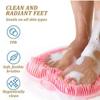 silicone foot scrubber producing rich soapy lather for a soothing bath foot massage