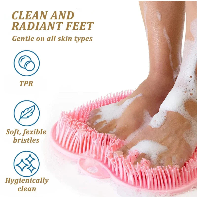 silicone foot scrubber producing rich soapy lather for a soothing bath foot massage