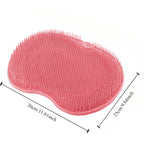 pink silicone foot scrubber bath massage pad with hanging hole for easy bathroom wall storage