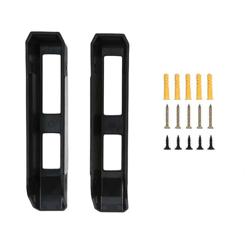 Under-desk laptop holder clear acrylic bracket design for invisible and modern desk storage.