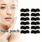 Unisex Blackhead Remove Mask Nasal Strips applied on model face with strip set for excess oil control