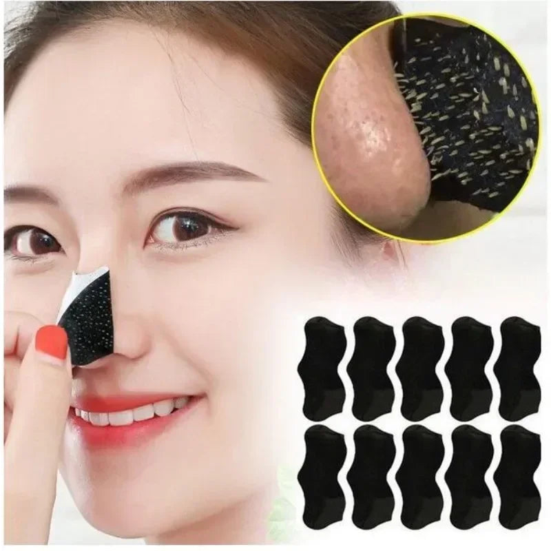 Unisex Blackhead Remove Mask Nasal Strips peel-off action close-up for revealing a smoother clearer complexion