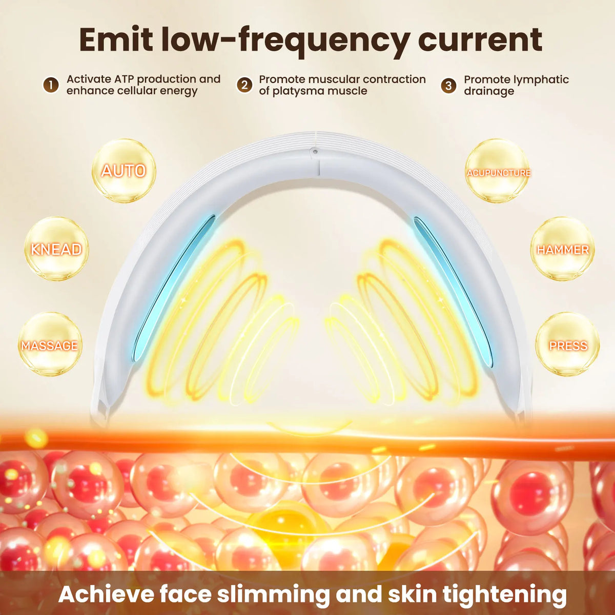 v face lifting device microcurrent stimulation diagram for facial firming and skin elasticity care