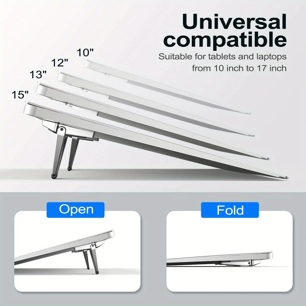 Ventilated laptop stand showing elevated bottom angle for improved airflow and cooling
