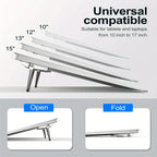 Ventilated laptop stand showing elevated bottom angle for improved airflow and cooling