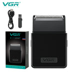 vgr rechargeable beard trimmer black model set with usb charging cable and retail box packaging
