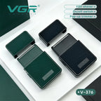 vgr rechargeable beard trimmer and electric shaver displayed in black and green color variants