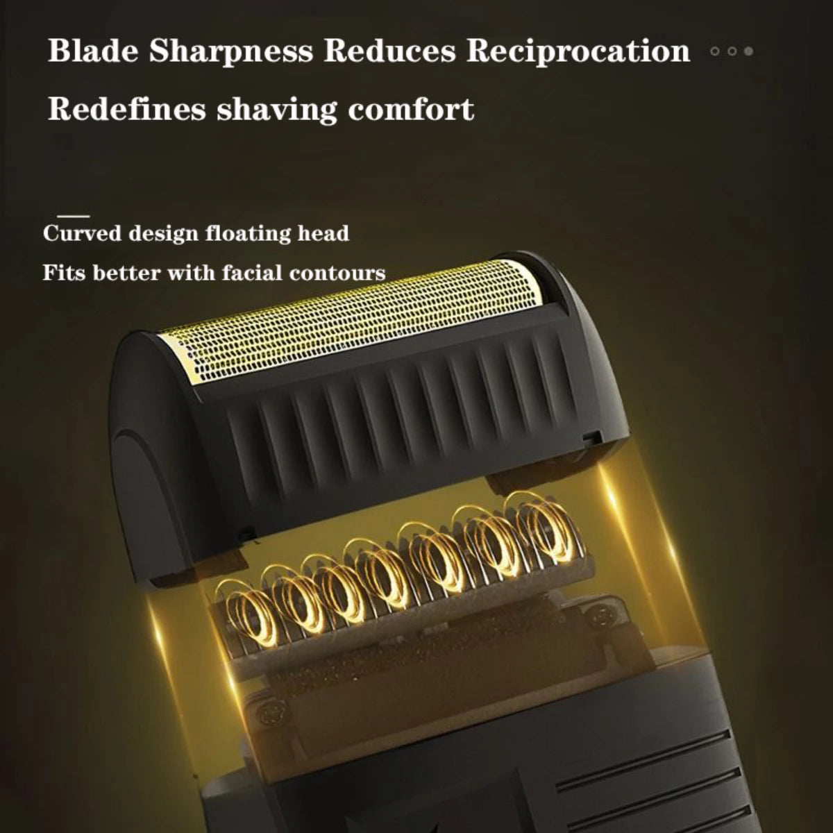 vgr rechargeable beard trimmer close up showing pop up trimmer and aluminium foil mesh head