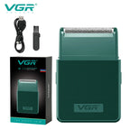 vgr rechargeable beard trimmer green edition set with packaging box and maintenance accessories