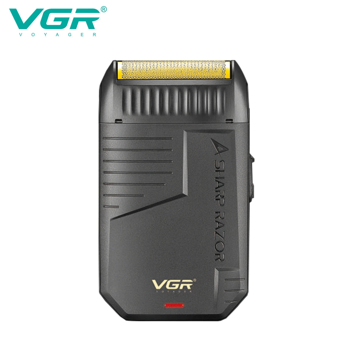 vgr rechargeable beard trimmer used on neck by man for clean skin friendly facial grooming