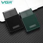 vgr rechargeable beard trimmer black and green electric shaver models standing side by side