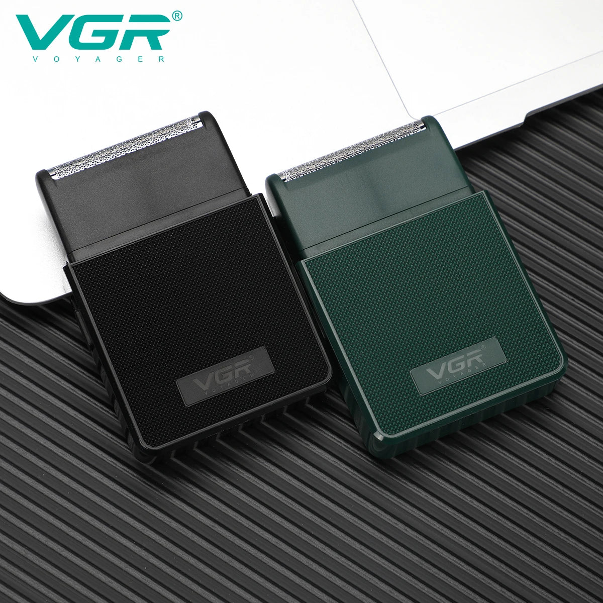 vgr rechargeable beard trimmer black and green electric shaver models standing side by side