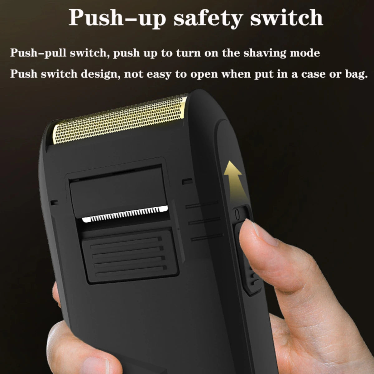 vgr rechargeable beard trimmer safety lock switch held in hand for easy cordless electric operation