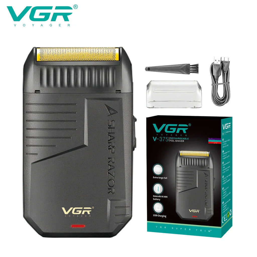 vgr rechargeable beard trimmer with travel pouch and usb cable for portable grooming