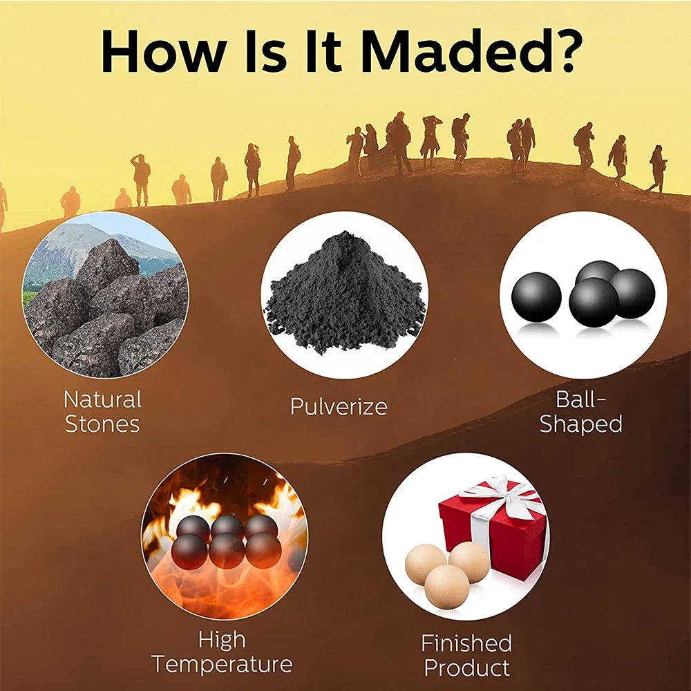 natural volcanic stone oil absorbing roller material diagram showing real volcanic rock pore cleaning properties