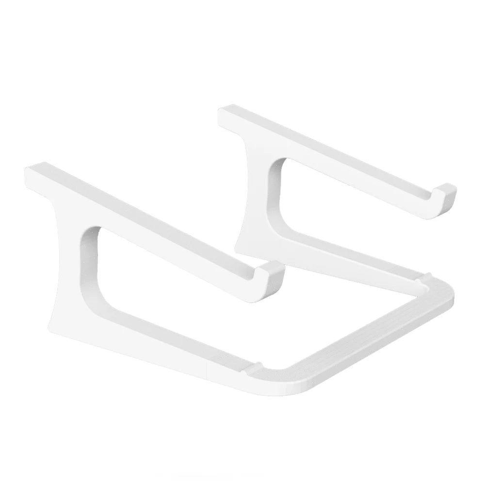 White minimal ergonomic laptop riser stand for MacBook and PC