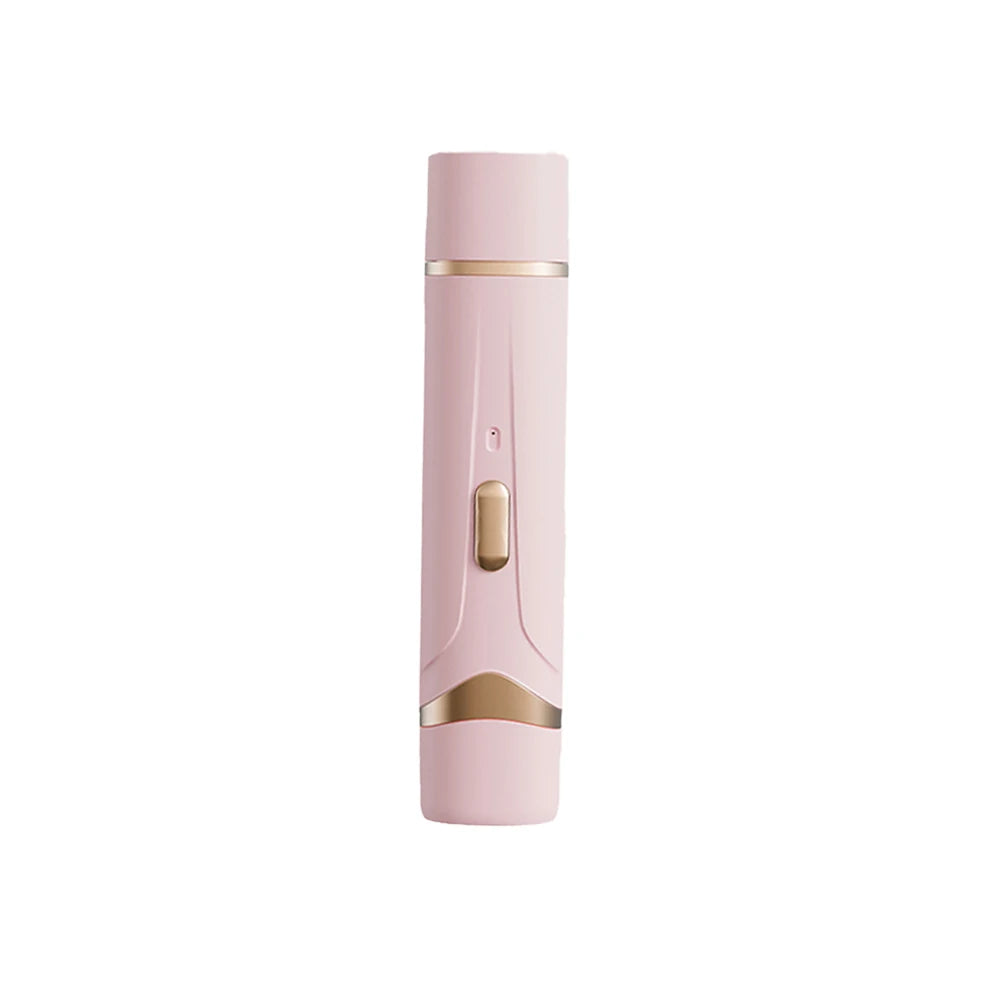 womens electric razor in peach pink color variant standing upright for stylish hair removal