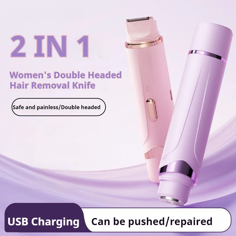 womens electric razor double headed shaver in purple for painless body hair removal and smooth skin