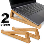 Wooden Laptop Stand 2-piece portable wooden riser pair for improved ergonomics and desk setup