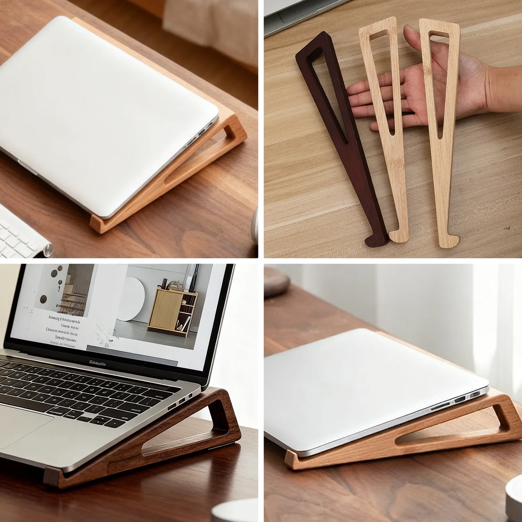 Wooden Laptop Stand compact mini blocks design for easy storage and portability